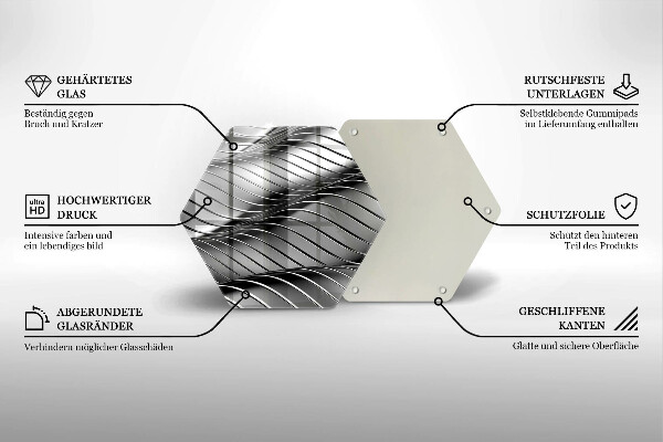 Steklena podloga za rezanje 3D kovinska struktura