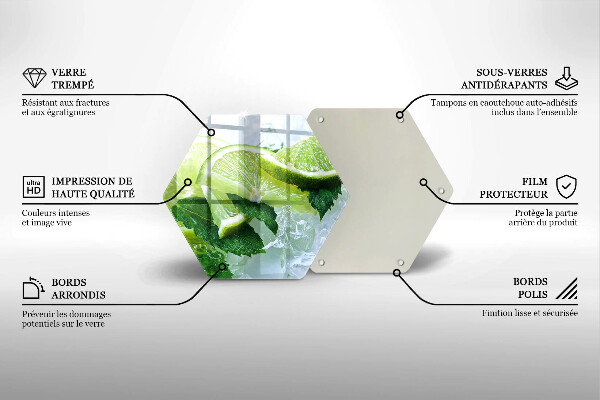 Steklena podloga za rezanje Limetina meta in led