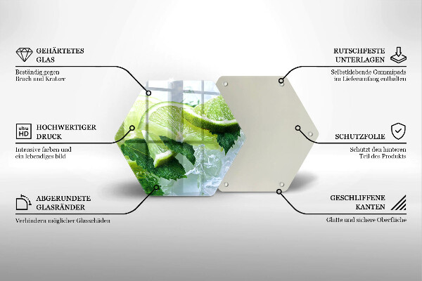 Steklena podloga za rezanje Limetina meta in led