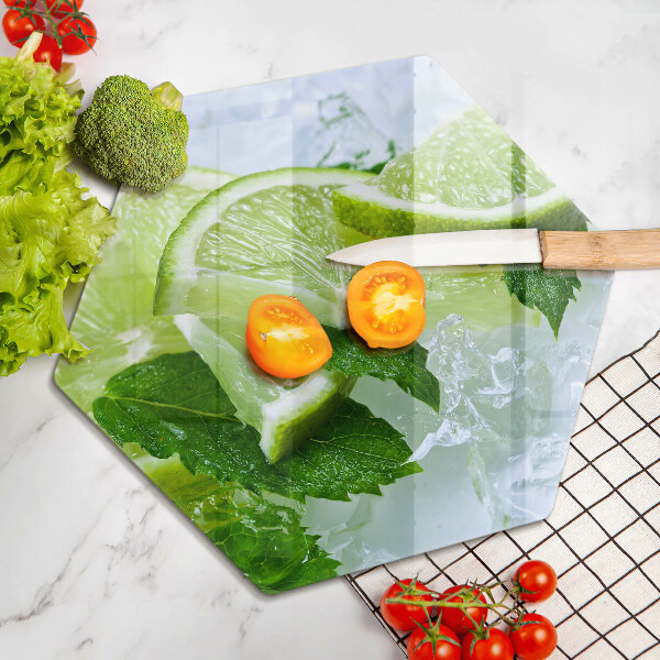 Steklena podloga za rezanje Limetina meta in led