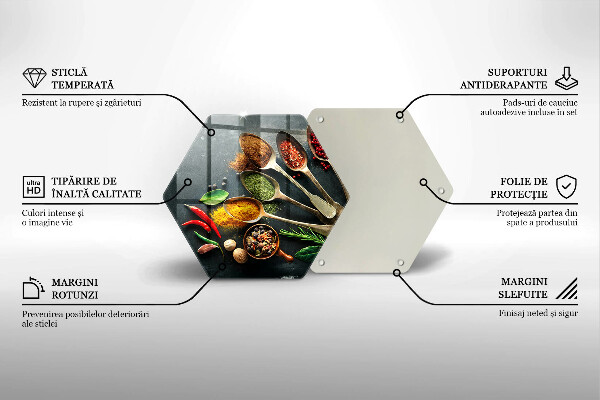 Steklena podloga za rezanje Kuhinjske žlice začimb