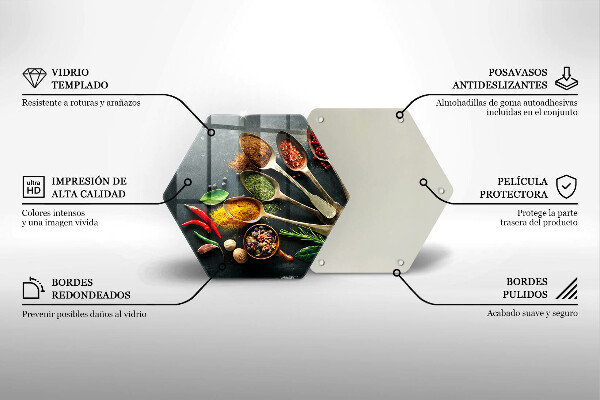 Steklena podloga za rezanje Kuhinjske žlice začimb