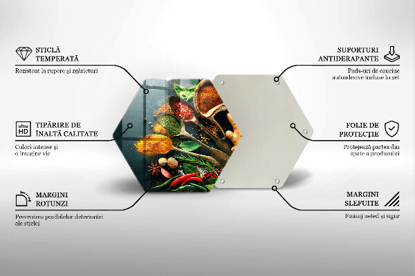 Steklena podloga za rezanje Kuhinjske začimbne žlice