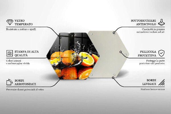 Steklena podloga za rezanje Sočno oranžno sadje