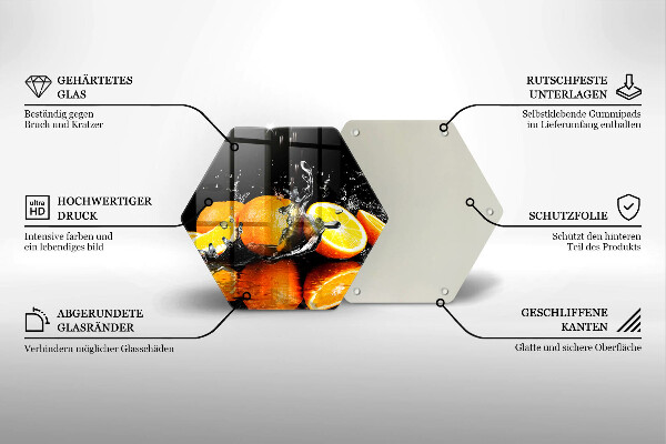 Steklena podloga za rezanje Sočno oranžno sadje