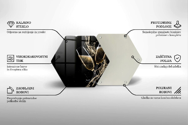 Steklena podloga za rezanje Kozarci za šampanjec