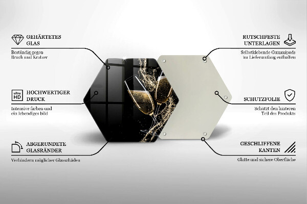 Steklena podloga za rezanje Kozarci za šampanjec