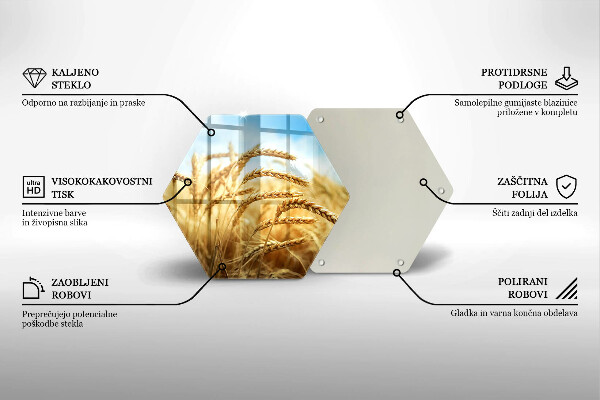 Steklena podloga za rezanje Klasje žit na polju