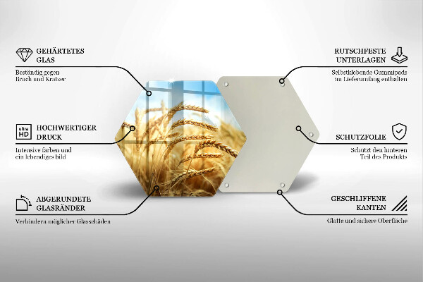 Steklena podloga za rezanje Klasje žit na polju
