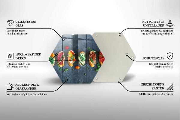 Steklena podloga za rezanje Pisani sendviči