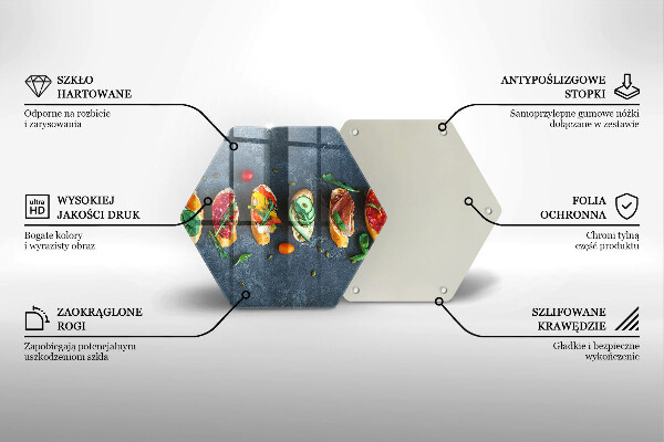 Steklena podloga za rezanje Pisani sendviči