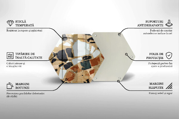 Steklena podloga za rezanje Plošča z okrasnimi kamni