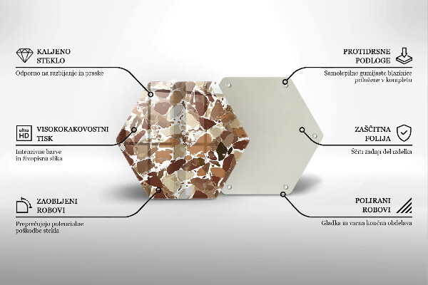 Steklena podloga za rezanje Kamnite dekorativne madeže