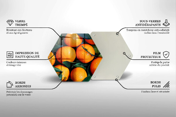 Steklena podloga za rezanje Oranžno sadje