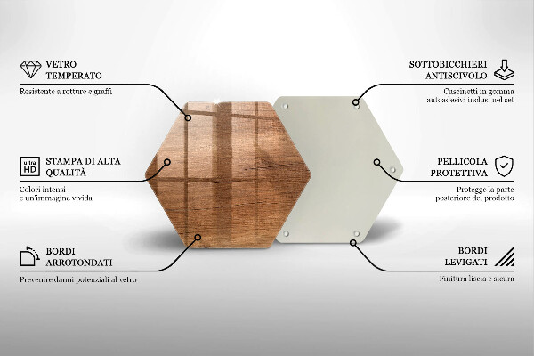 Steklena podloga za rezanje Tekstura lesa
