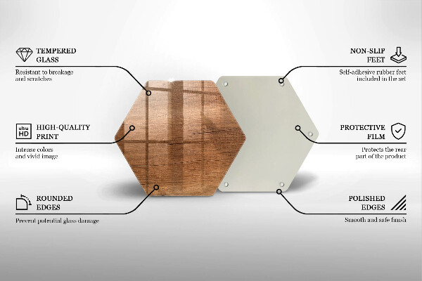 Steklena podloga za rezanje Tekstura lesa