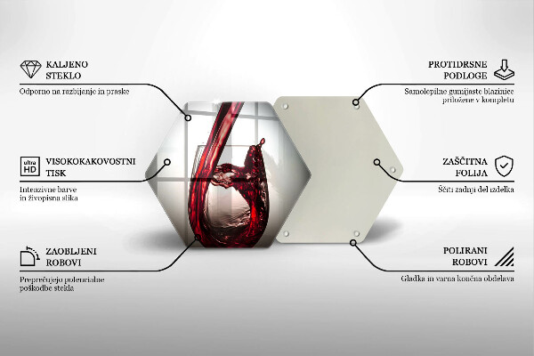 Steklena podloga za rezanje Kozarec in rdeče vino