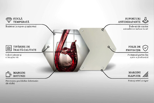 Steklena podloga za rezanje Kozarec in rdeče vino