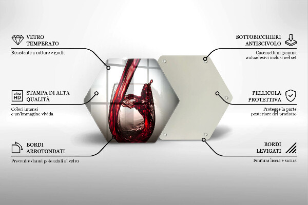 Steklena podloga za rezanje Kozarec in rdeče vino