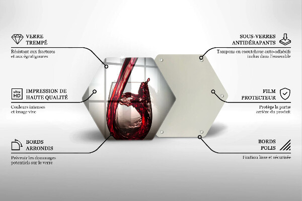Steklena podloga za rezanje Kozarec in rdeče vino