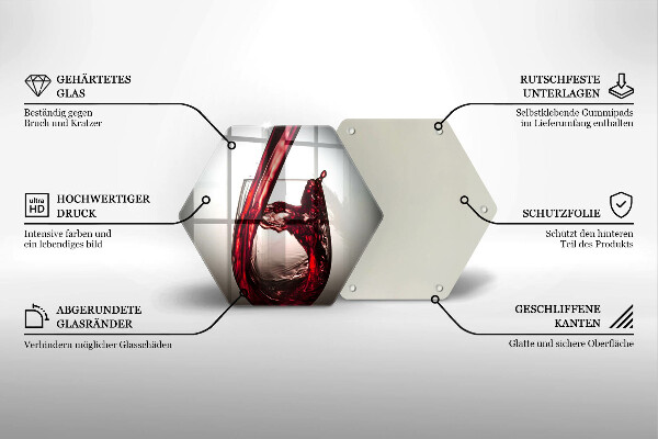 Steklena podloga za rezanje Kozarec in rdeče vino