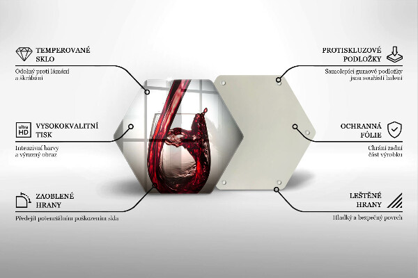 Steklena podloga za rezanje Kozarec in rdeče vino