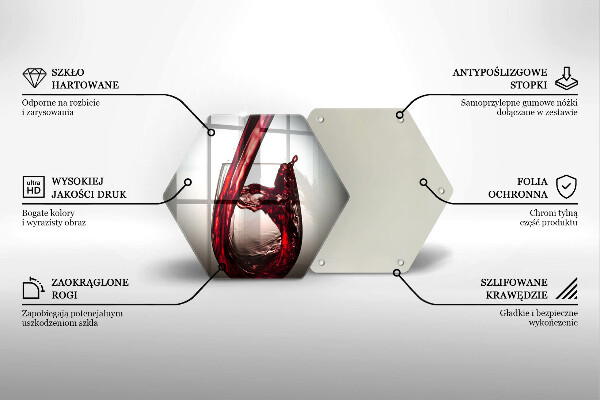 Steklena podloga za rezanje Kozarec in rdeče vino