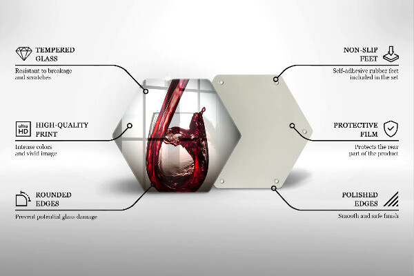 Steklena podloga za rezanje Kozarec in rdeče vino
