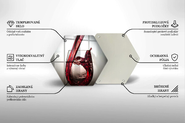 Steklena podloga za rezanje Kozarec in rdeče vino