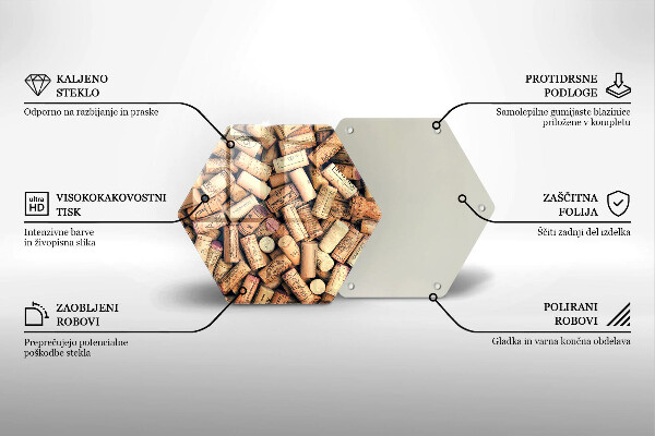 Steklena podloga za rezanje Brezšivni vzorec vinskih zamaškov