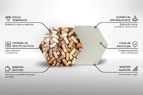 Steklena podloga za rezanje Brezšivni vzorec vinskih zamaškov