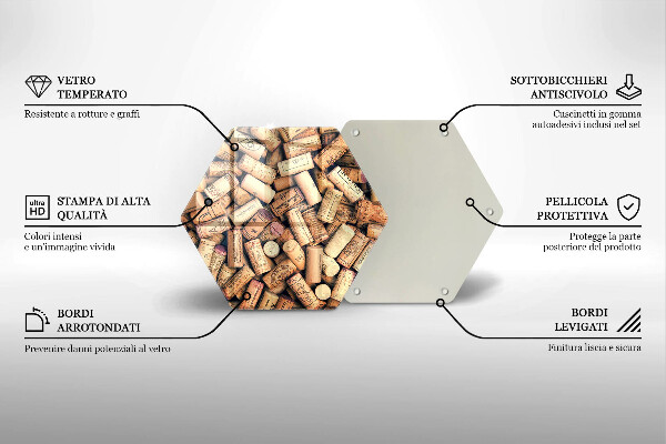 Steklena podloga za rezanje Brezšivni vzorec vinskih zamaškov