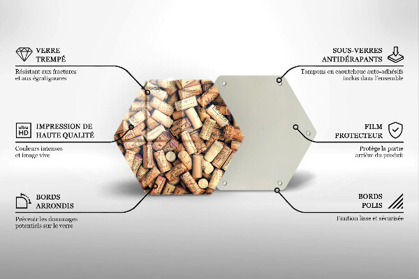 Steklena podloga za rezanje Brezšivni vzorec vinskih zamaškov