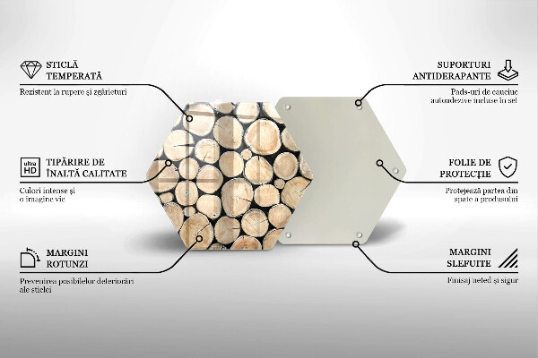 Steklena podloga za rezanje Lesena debla