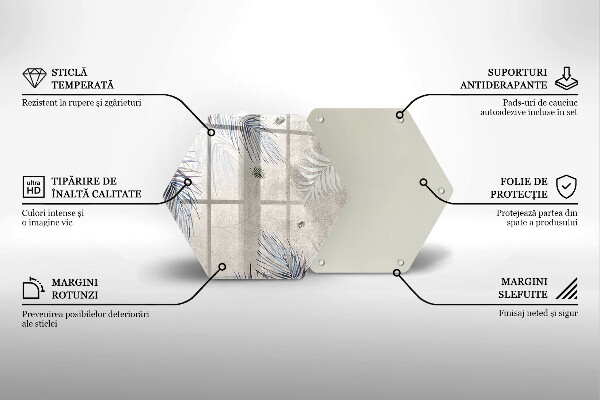 Steklena podloga za rezanje Subtilni listi