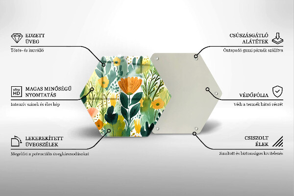 Steklena podloga za rezanje Poslikane rože