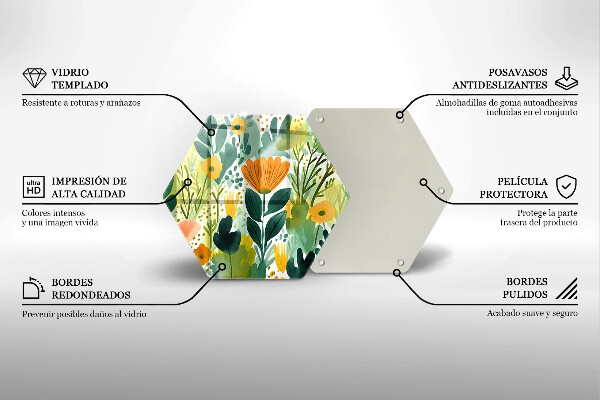 Steklena podloga za rezanje Poslikane rože