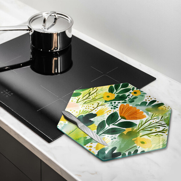 Steklena podloga za rezanje Poslikane rože