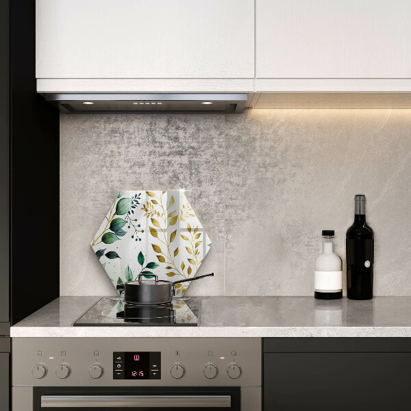 Steklena podloga za rezanje Zeleni in zlati listi