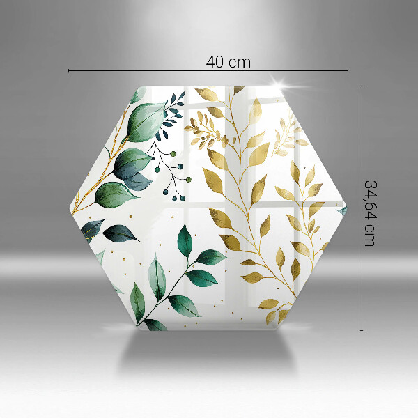 Steklena podloga za rezanje Zeleni in zlati listi