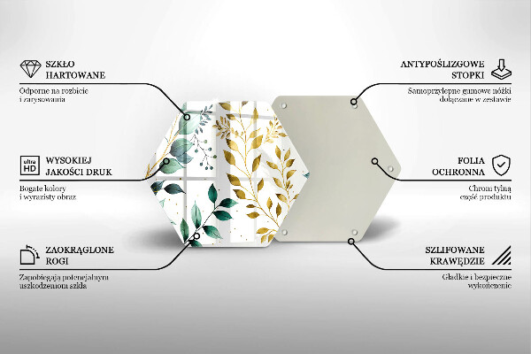 Steklena podloga za rezanje Zeleni in zlati listi