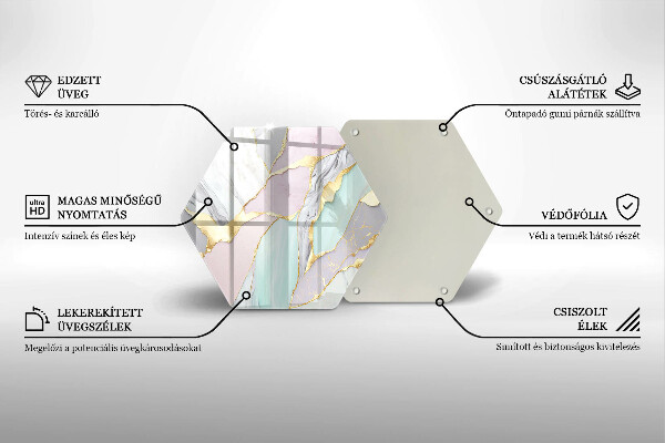 Steklena podloga za rezanje Pastelni marmor