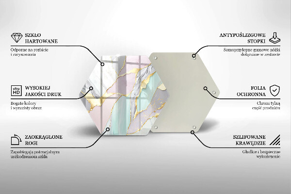Steklena podloga za rezanje Pastelni marmor