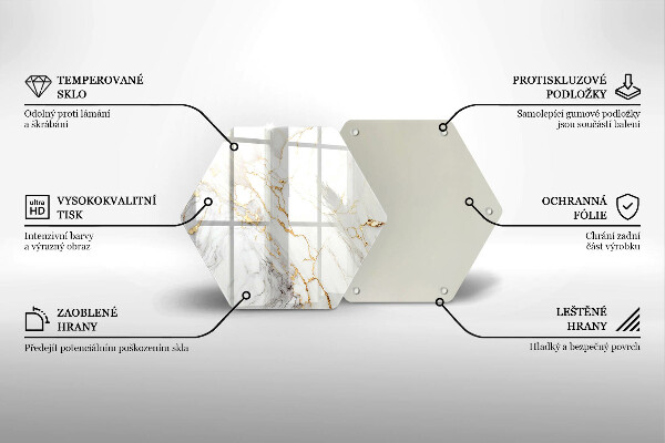 Steklena podloga za rezanje Svetel marmor z zlatom