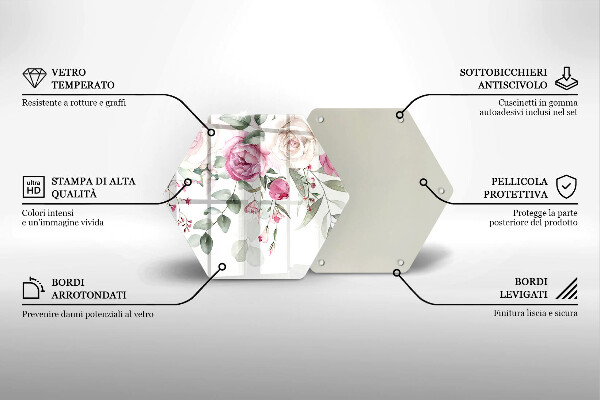 Steklena podloga za rezanje Akvarel vrtnice