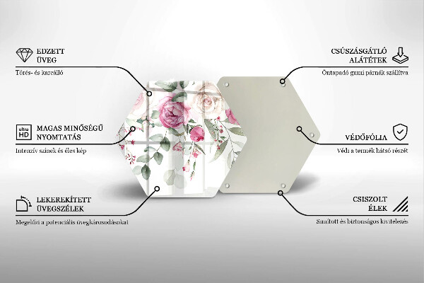 Steklena podloga za rezanje Akvarel vrtnice