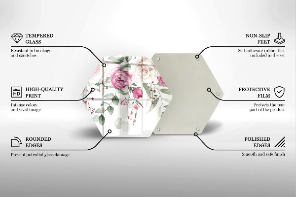 Steklena podloga za rezanje Akvarel vrtnice