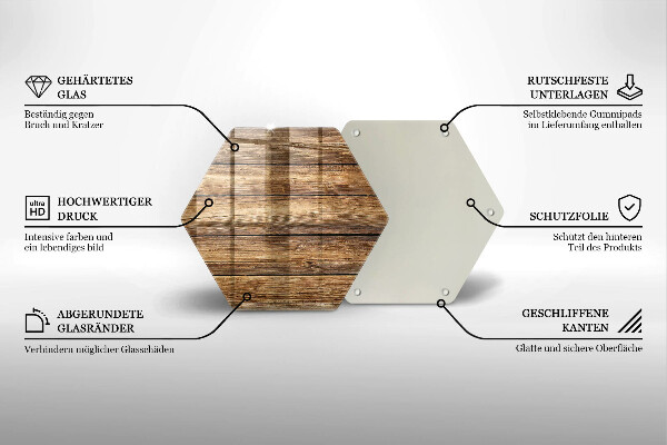 Steklena podloga za rezanje Plošče s teksturo lesa