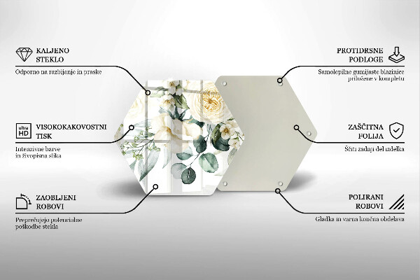 Steklena podloga za rezanje Akvarelne rože