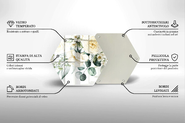 Steklena podloga za rezanje Akvarelne rože